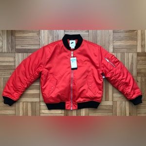Size Medium M New Mens Nike Air Therma-Fit Varsity Bomber Jacket Red DV9891-633